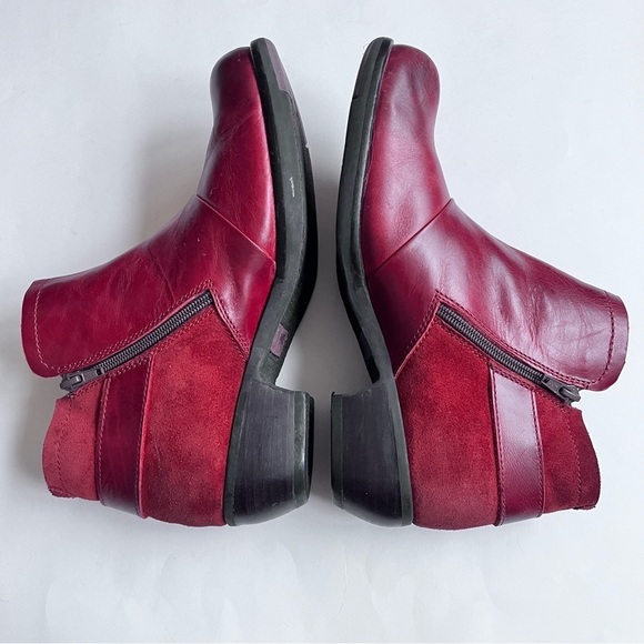 Fly London Boho Red Leather Ankle Boots Booties Size EUR 41 US 10-10.5 - Picture 6 of 10